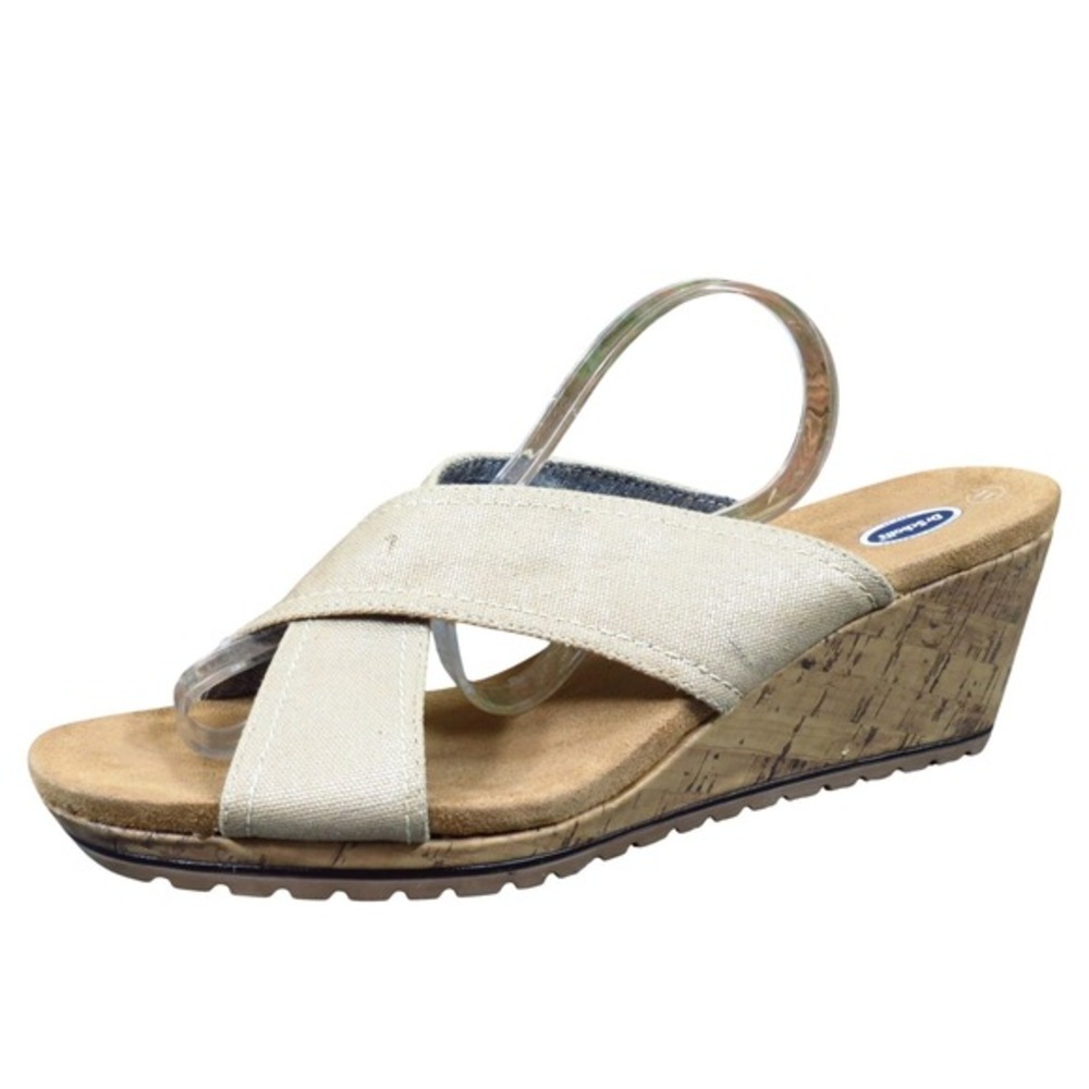 Dr. Scholl's Boardwalk Women Wedge Sandals Size‎ 11 Beige Fabric Comfort